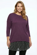 חולצה במידות גדולות מכפלת טול שרוול ארוך 84-106