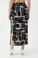 חצאית ארוכה במידות גדולות דוגמת אבסטרקט שסעים בצדדים 98-120
