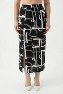 חצאית ארוכה במידות גדולות דוגמת אבסטרקט שסעים בצדדים 98-120