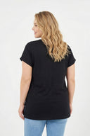 טישירט במידות גדולות שרוול קצר צווארון עגול Basic שסעים בצדדים RFT-01