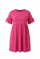 טישירט טוניקה במידות גדולות פרטי שרוולים גומי במותן עם קפלים T41