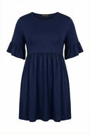 טישירט טוניקה במידות גדולות פרטי שרוולים גומי במותן עם קפלים T42