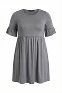 טישירט טוניקה במידות גדולות פרטי שרוולים גומי במותן עם קפלים T43