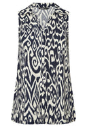 חולצה בלי שרוולים עם דוגמה אבסטרקטית ופירוט כפתורים במידות גדולות 322678