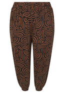 מכנסיים במידות גדולות דוגמת פרחים גומי במותן ובמכפלת שתי כיסים מידאקסי 145293