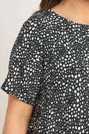 חולצה במידות גדולות שרוול קצר צווארון עגול עם הדפס 615913