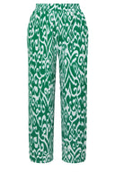 מכנסיים במידות גדולות גומי במותן רגל רחבה עם הדפס שתי כיסים קדמיים 303969