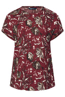 טישירט במידות גדולות שרוול קצר צווארון עגול עם הדפס 303841