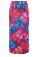 חצאית ארוכה במידות גדולות גומי במותן עם הדפס עם בטנה טול 160297