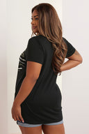 טישירט במידות גדולות שרוול קצר צווארון עגול דוגמת חיות פרטי מטאלי 304149