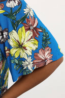 טישירט במידות גדולות שרוול קצר צווארון V עם הדפס 304339