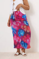 חצאית ארוכה במידות גדולות גומי במותן עם הדפס עם בטנה טול 160297