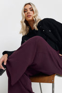 מכנסיים במידות גדולות גומי במותן רגל רחבה שתי כיסים קדמיים 303861