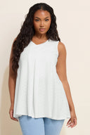 חולצה במידות גדולות בלי שרוולים צווארון V חצאית מתרחבת 304096