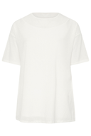 חולצה במידות גדולות עם צווארון עגול שרוולים קצרים שסעים בצדדים ושכבת ג'רסי פנימית 303434