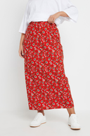 חצאית ארוכה במידות גדולות חיתוך ארוך דוגמת פרחים ללא כיסים גומי במותן 303898