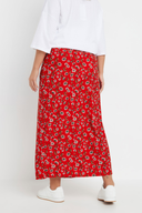 חצאית ארוכה במידות גדולות חיתוך ארוך דוגמת פרחים ללא כיסים גומי במותן 303898