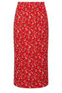 חצאית ארוכה במידות גדולות חיתוך ארוך דוגמת פרחים ללא כיסים גומי במותן 303898