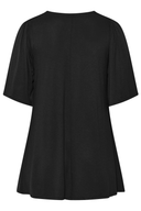 חולצה במידות גדולות עם צווארון V צבע אחיד חיתוך אסימטרי עם אלסטן 320315