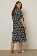 שמלה במידות גדולות צווארון V שרוול קצר דוגמת פסים מידי 137990