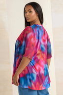 חולצה במידות גדולות שרוולים ארוכים פרטי טול עם קפלים צווארון V 321822