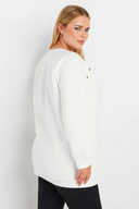 סווטשירט במידות גדולות צווארון עגול פרטי לולאות שרוול ארוך 302996