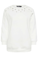 סווטשירט במידות גדולות צווארון עגול פרטי לולאות שרוול ארוך 302996