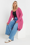 קרדיגן במידות גדולות שרוול ארוך ללא סגירה בחזית ארוך תחרה 302324