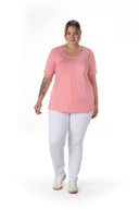 טישירט במידות גדולות שרוול קצר צווארון עגול חלקה 10971529