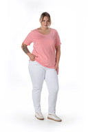 טישירט במידות גדולות שרוול קצר צווארון עגול חלקה 10971529