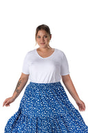 טישירט במידות גדולות צווארון V שרוול קצר חלקה 12481903