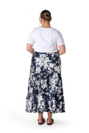 חצאית ארוכה במידות גדולות גומי במותן דוגמת פרחים T-14